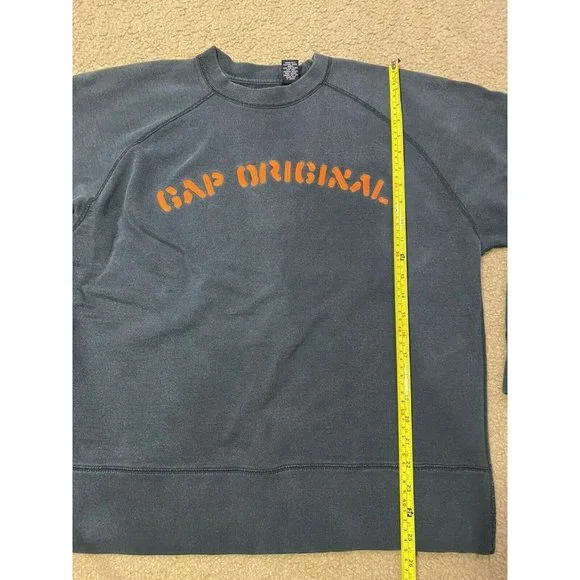 VTG 90s Gap Original Navy Blue Embroidered￼ Spell Out Crewneck Sweatshirt Small - Picture 4 of 6